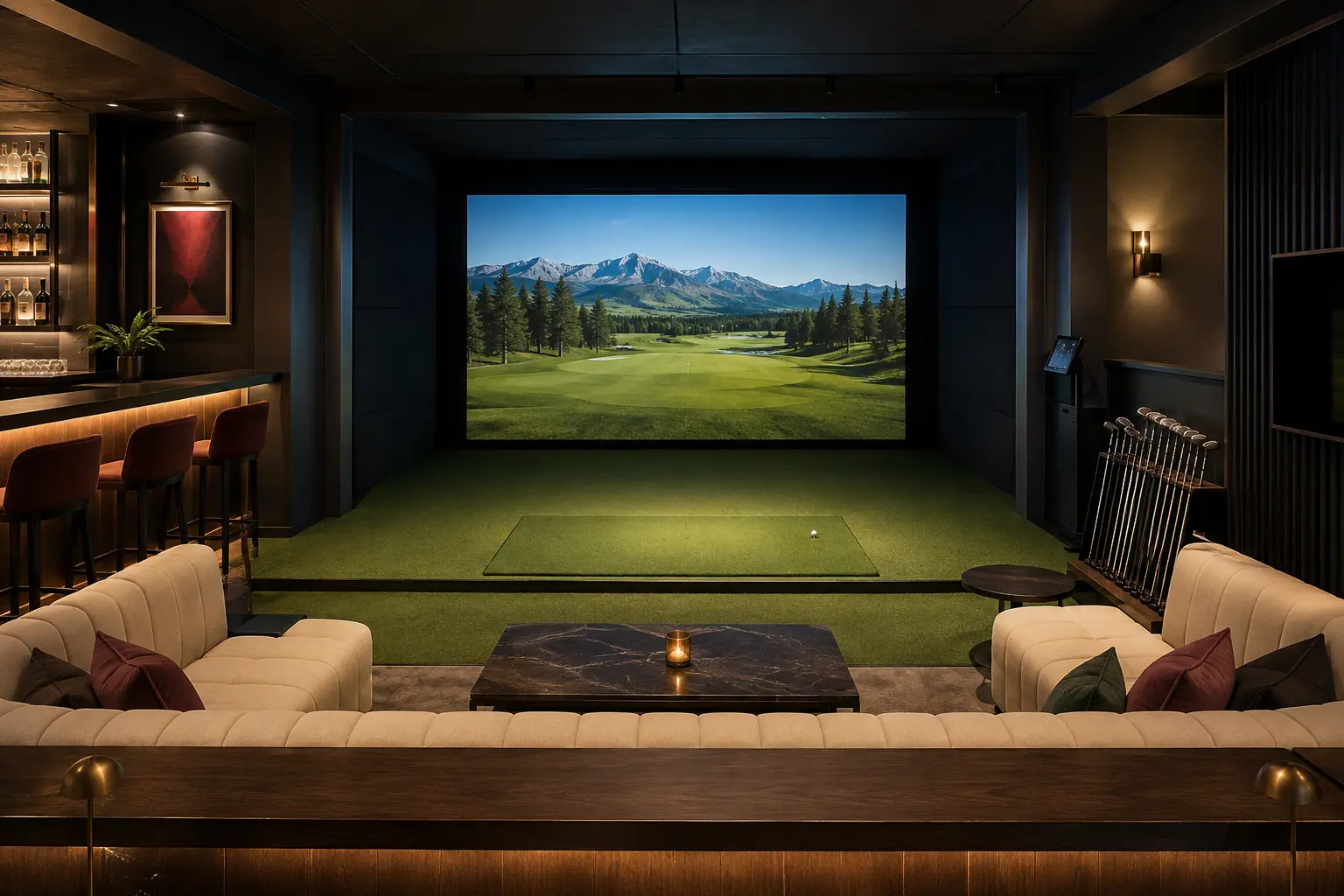 Social golf simulator bay